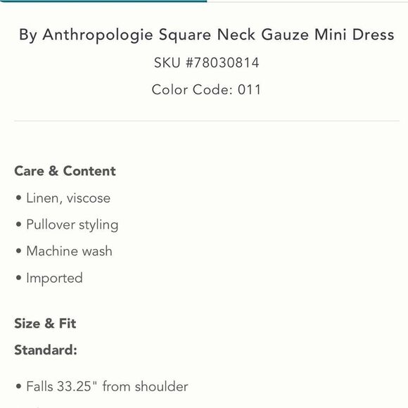 NWT ANTHROPOLOGIE SQUARE NECK GAUZE MINI DRESS Navy/White XL - Picture 13 of 14